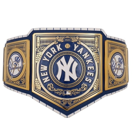 New York Yankees Championship Belt Metal Plates Hand-Tooled Leather Strap Adult Size Collectible