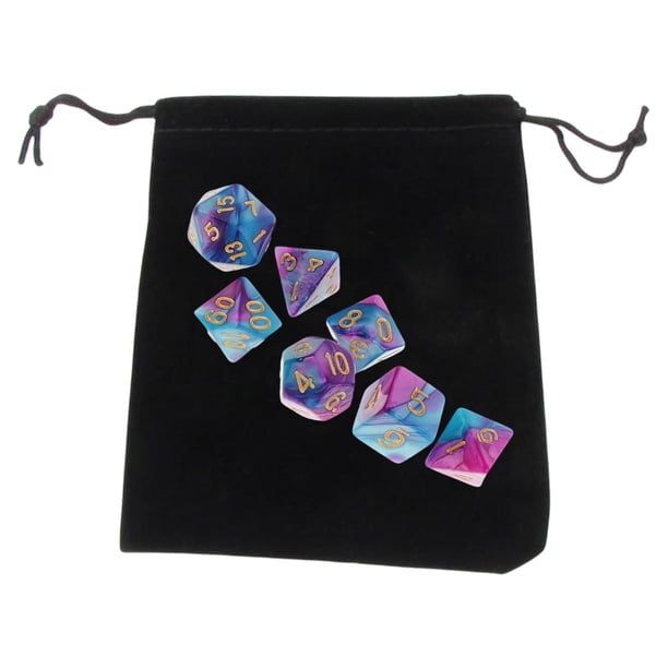 de dados de 7 Uds., juguete de entretenimiento duradero D8 D10 D12 D20, dados de grabados bicolor para enseñanza de matemáticas para , púrpura 16 cm CUTICAT dados de juego