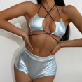 thumbnail image 7 of ANINEO Women Swimwear Split Swimsuit Star Sequin Silver Neck Strap Bikini Swimsuit Soft Hawaii Summer Tropical Brazilian Beachwear, 7 of 7