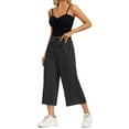 thumbnail image 2 of Lovito Casual Striped Lace Up Square Pants Bottom For Woman Wide Leg, 2 of 5