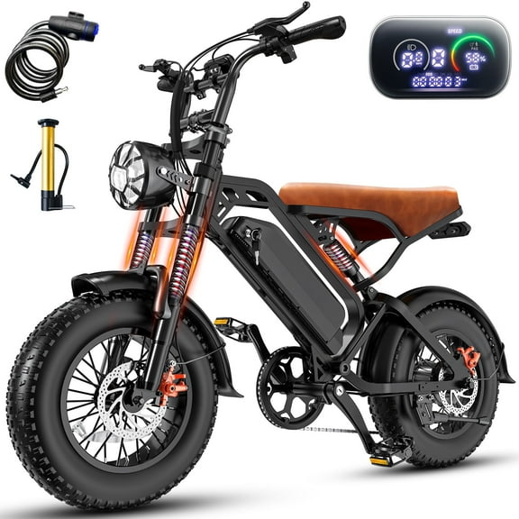 1000W Off-Road Electric Bike for Adults, 48V 13AH Removable Battery, 16" Wide Tires, 5-Speed Transmission, Dual Disc Brakes & Spring Suspension