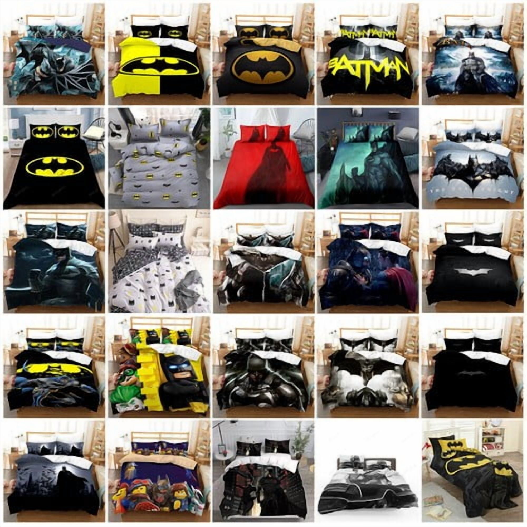 Bat-Man Bedding Set Cartoon 1 Bat-Man Duvet Cover with 2 Pillow Sham Comforter Cover(No Filler) Bedroom Decor,Bat-Man Print Ultra Soft Duvet Cover Set