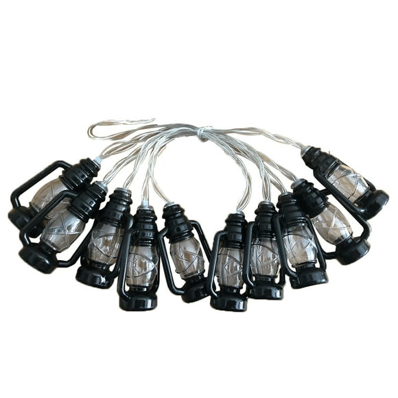 2 Metros 10 LED Lámpara de queroseno LED de Halloween Cadena de luces Forma de linternas retro Cadena de luces pequeñas Cadena de lámpara de queroseno para festival de Halloween sin baterías