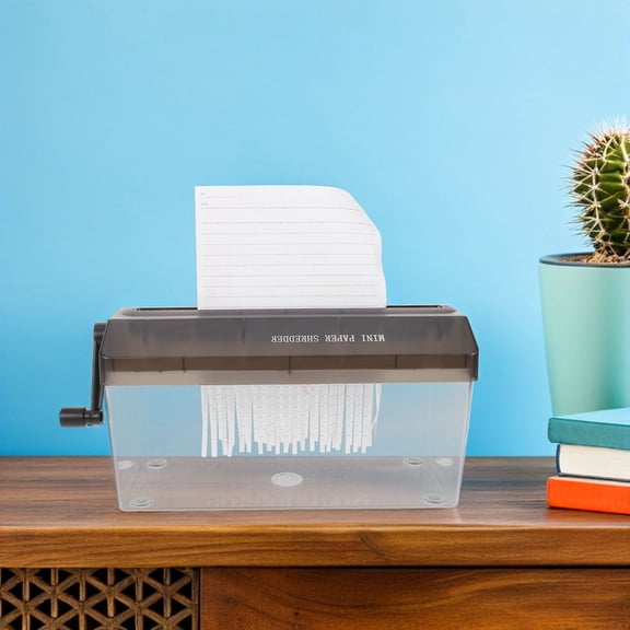 FOMIYES Compact Manual Paper Shredder Black Portable Hand Crank for Home Office Documents