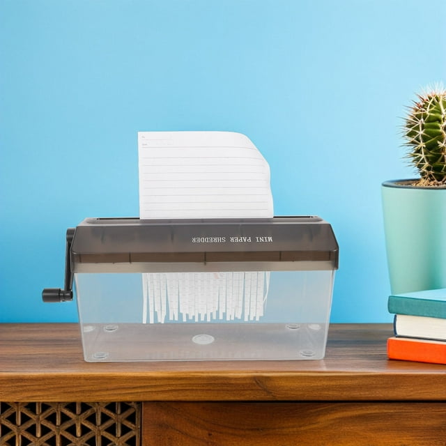 TEHAUX Manual Paper Shredder for Home Use Black Compact Desktop Shredder Quiet Operation