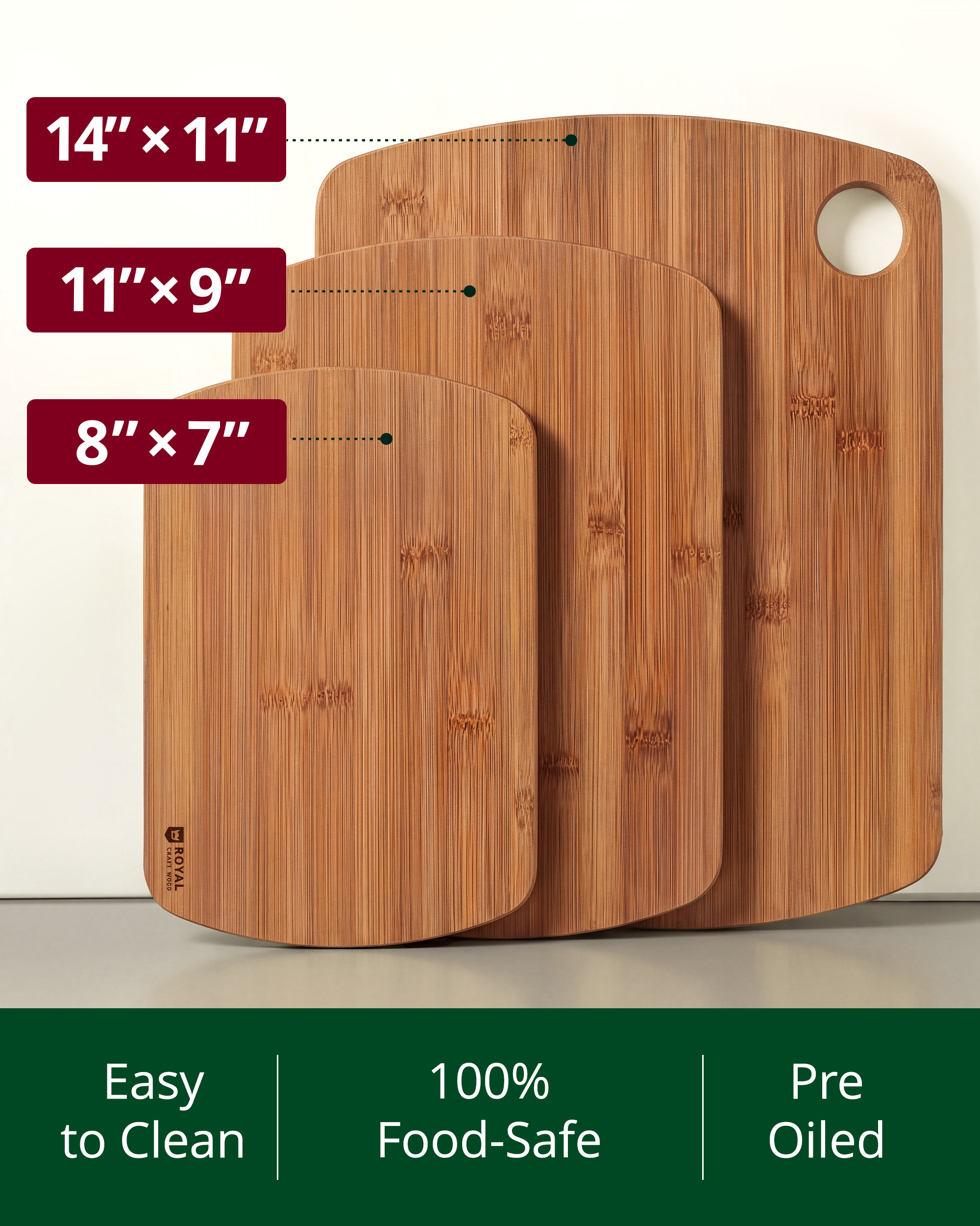 Royal Craft Wood Carbonized Bamboo Cutting Board Set photo 8