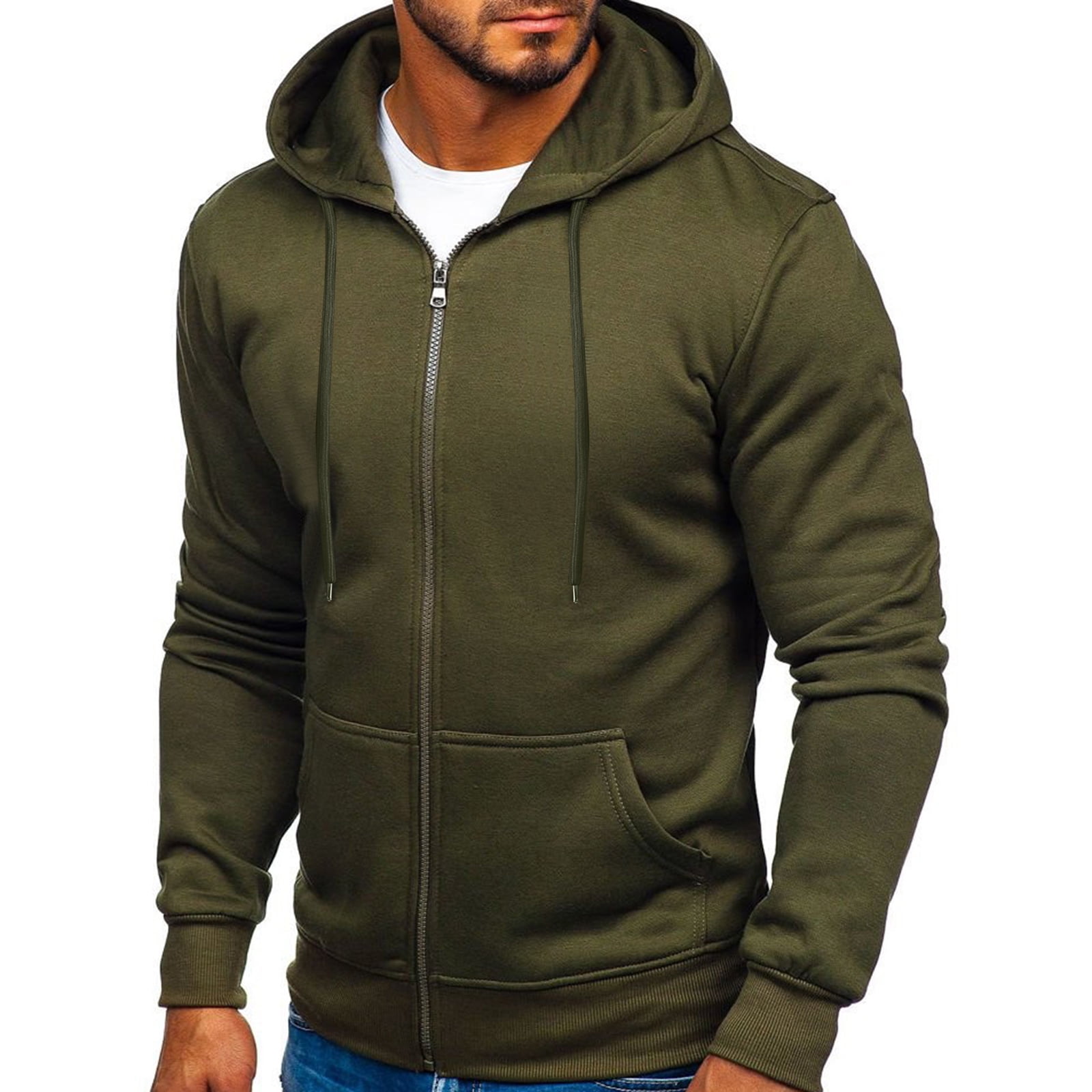 Outfmvch Hoodies For Men Hoodie Thick Fleece Custom Graphic Printed Hooded Shirt Sweat Men Luxury Hoodie Zip Up Hoodie Green M