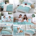 thumbnail image 6 of Flower White Duvet Cover Set Full Size Cherry Blossoms Teal Background Soft Lightweight Comforter Covers 4 Piece Bedding Set with 1 Duvet Cover 1 Bed Sheet & 2 Pillow Shams, 6 of 8
