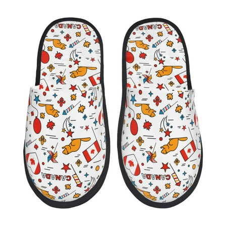 

Tideii Canada Day for Home Indoor Cotton Slippers Autumn and Winter EVA Plush Slippers Household Supplies Unisex-Large