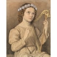 thumbnail image 2 of Marie Ellenrieder 15x18 Black Ornate Wood Framed Double Matted Museum Art Print Titled - Blumen Girl with Harp (Holy Cacilie) (1850), 2 of 5