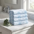 thumbnail image 7 of Unique Bargains Soft Absorbent Cotton Floral Print Washcloths Blue 6pk, 7 of 7