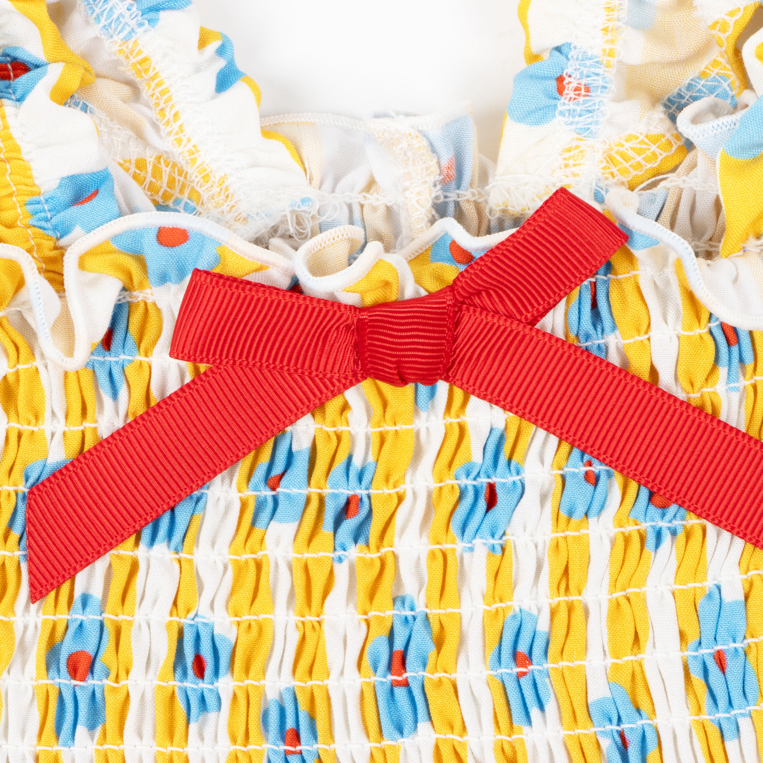 Oodles Yellow Floral Ruffled Retro Spring Dog Dress, Medium