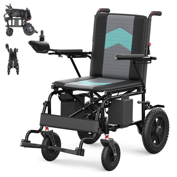 Morrean Electric Wheelchair Foldable All Terrain Motorized Wheelchairs for Seniors,20 Miles Range 3.7Mph 500W Motors,Black