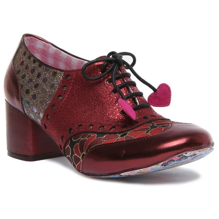 

Irregular Choice Clara Bow Women s Lace Up Block Heel Brogue Style Shoes In Burgundy Size 8