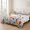 thumbnail image 2 of Full Quilt Set 78''x90'', Pastoral Spring Floral Lightweight Bedspread Coverlet Set with 2 Pillow Shams, Elegant Summer Flower Botanical Breathable All Season Quilt Bedding for Bedroom/Guest Room, 2 of 9