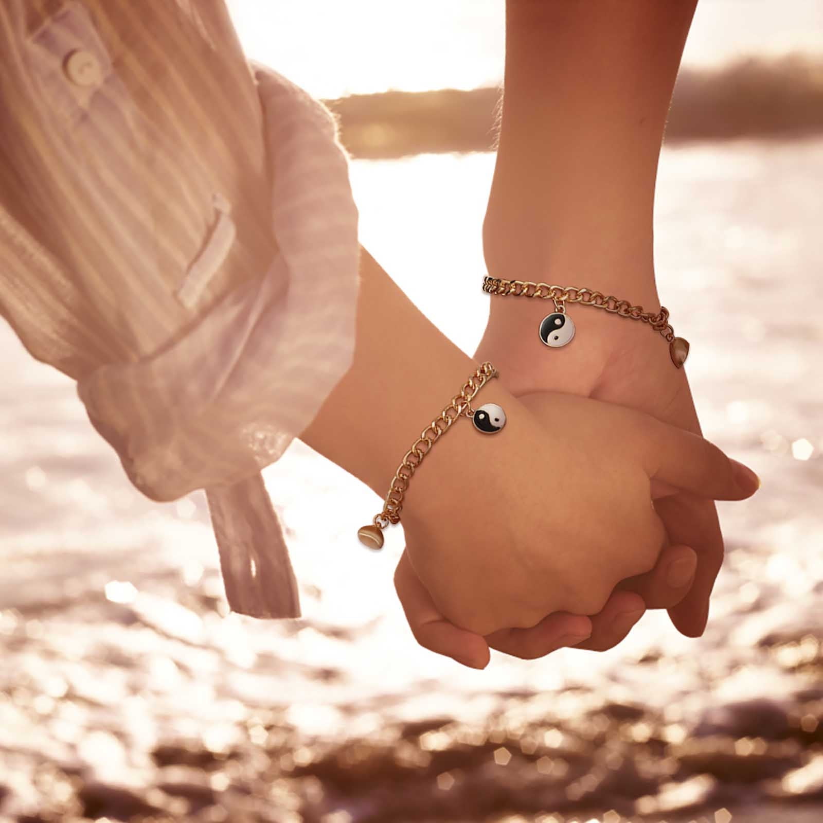 Best Friend Bracelets 2 Matching Yin And Yangs Adjustable Metal