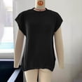 thumbnail image 5 of Pounoo Short Sleeve Tees for Women Crew Neck Ribbed Knit Tee Oversized Side Slit Top Relaxed Fit Casual Loose Outfits Gift, 5 of 7