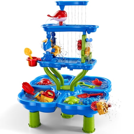 Dinosaur Planet Kids Sand Water Table 4-Tier Sand And Water Play Table Toys For Toddlers Kids, Activity Sensory Tables Outside Beach Toys Boys Girls Gift(Random Color)