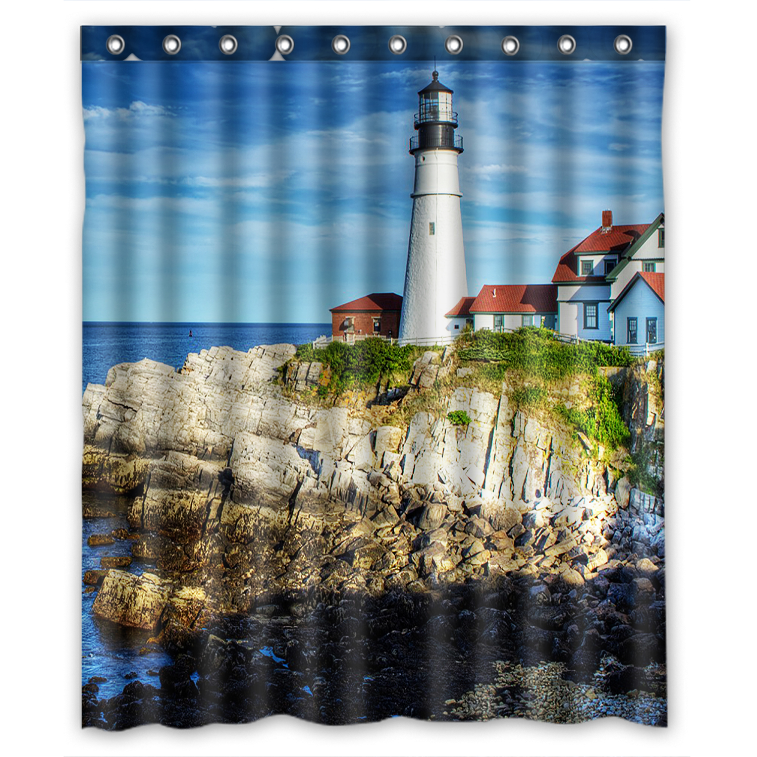 ZKGK Lighthouse of the Beach Waterproof Shower Curtain Bathroom Decor
