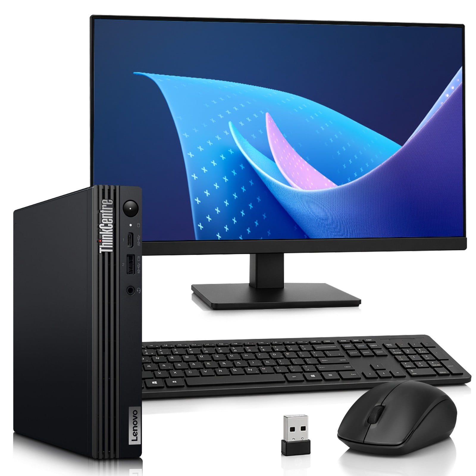 Restored Lenovo ThinkCentre M75q Tiny Desktop Computer — AMD Ryzen 3 PRO 5350GE — 16GB DDR4 RAM — 256GB SSD — 24" LED Monitor — Wireless Keyboard & Mouse — Built-in Wi-Fi — Mini PC — Windows 11 Pro (Refurbished)