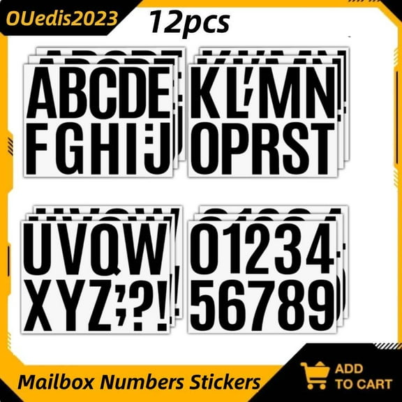 12pcs Large Self Adhesive Vinyl Letters Numbers Kit, 4 Inch Mailbox Numbers