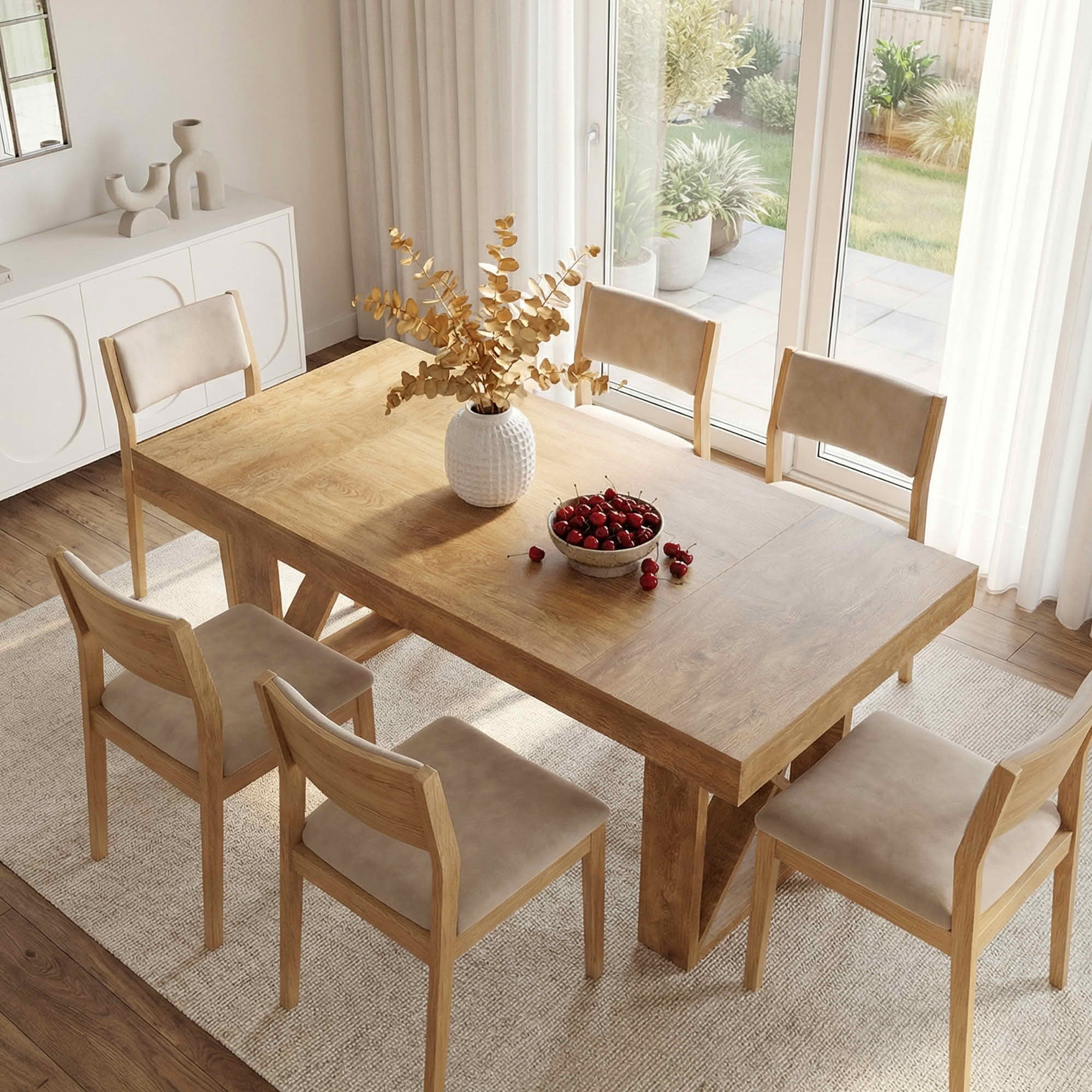 MAYEERTY 63 Inch Rectangular Farmhouse Dining Table, E1 Grade MDF Kitchen Dinner Table for 4 to 6 People