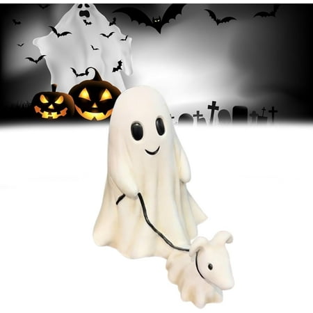 

Halloween Ghost Walking Dog Statue: Ghost Walking His Ghost Dog Halloween Ghost Dog Statues Spooky Ghost Dog Halloween Figurine Home Tabletop Decorations(1pc)