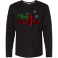 thumbnail image 3 of Inktastic Merry Christmas Buffalo Plaid Cross with Snowflakes Long Sleeve T-Shirt, 3 of 5