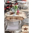 thumbnail image 5 of Outdoor Tablecloths with Umbrella Hole & Zipper, Farmhouse Texas Star Brown Round Tablecloth 54 Inch, Berry Vintage Wooden Waterproof Table Cloth, Patio/Pool/Picnic Table Covers, 5 of 8