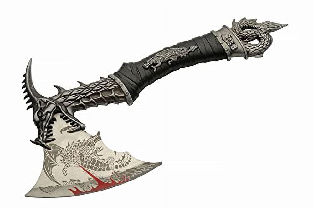 13.5” Decorative Fantasy Underworld Dragon Hatchet Collector’s Axe with Display Stand