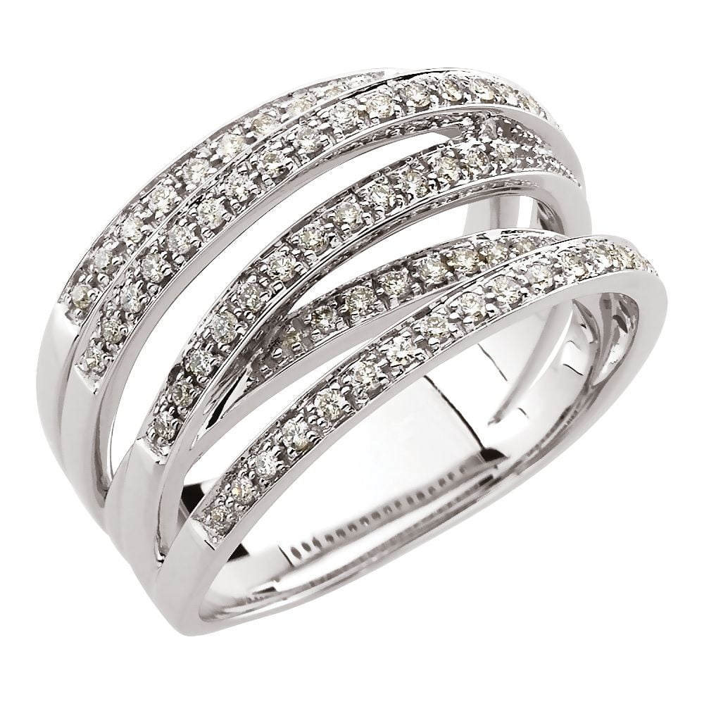 Diamond2Deal 14K White Gold Women 1/2 Cttw Diamond CrissCross