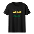 thumbnail image 2 of Nmnitkp Sustainable Women's Short Sleeve Tops We Are Brazil Football Fan Graphic T-Shirt, Crew Neck Short Sleeve Casual Tee, Multiple Colors Available Black,L, 2 of 5
