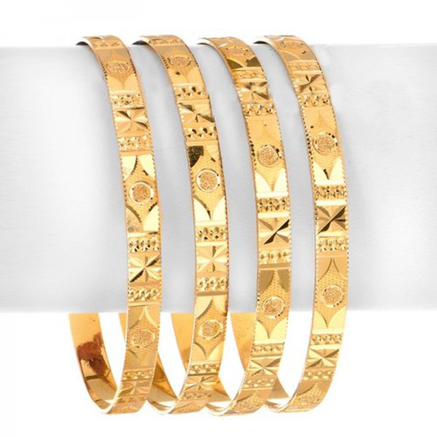 JoeytheJewelryNY 18k Gold Layered Real Gold-Filled Bangles Dozen 12pcs 6mm