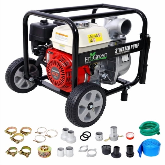 3 Inch Water Pump 264 GPM, Honda GX160 163cc Engine, with Hose & Accessory Kit, Portable Trash Pump for Drainage & Irrigation