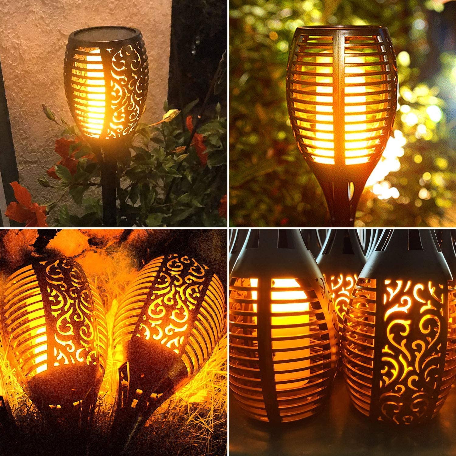 Outdoor 4Pc 33LED Solar Torch Light Garden Yard Patio Path Flickering Flame Lamp 