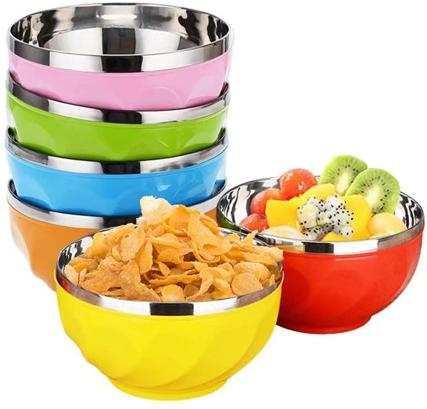 CHEF'S UNIQUE Colorful Cereal Bowls Kids Cereal Bowls Unbreakable Ice