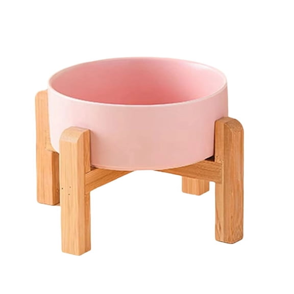 HOT Big Dogs Bowl Double Ceramic Elevated Pet Food Water Feeders Small Medium Large Dog Feeding Supplies with Wooden Stand D