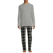 Hanes Men’s and Big and Tall Men’s Long Sleeve Crewneck Pajamas Set, 2-Piece