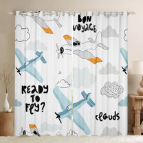 Castle Fairy Kids Children Teens Kawaii Airplane Curtains Pack of 2 (42x84 Each),Aircraft Airplane Curtains Blackout,Transportation Theme Bedroom Curtains,Microfiber Bedroom Decor