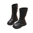 thumbnail image 3 of Juebong Boys Girls Mid Calf Boots Fall Winter Toddler Kids Tall Riding Combat Boots with Side Zipper Black,31, 3 of 8