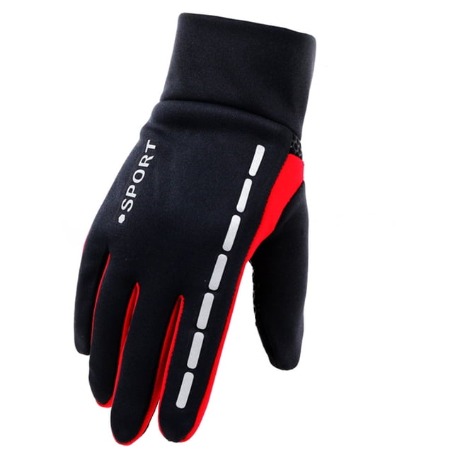 Penkiiy Gants d'Hiver pour Hommes, Gants d'Hiver pour Hommes avec Poignets Élastiques Antidérapants, Gants à Doublure Thermique Douce, Gants Rouges
