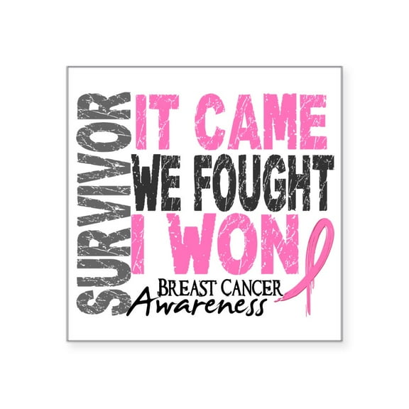 CafePress - Breast Cancer Survivor 2 Square Sticker 3 X 3 - Square Sticker 3" x 3"