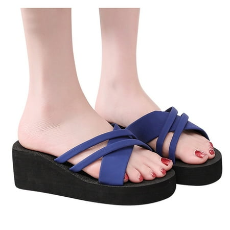 

Aayomet Women Slippers Open Wedge Beach Toe Fashion Slippers Shoes Breathable Summer Women Non-Slip Women s slipper Blue 8