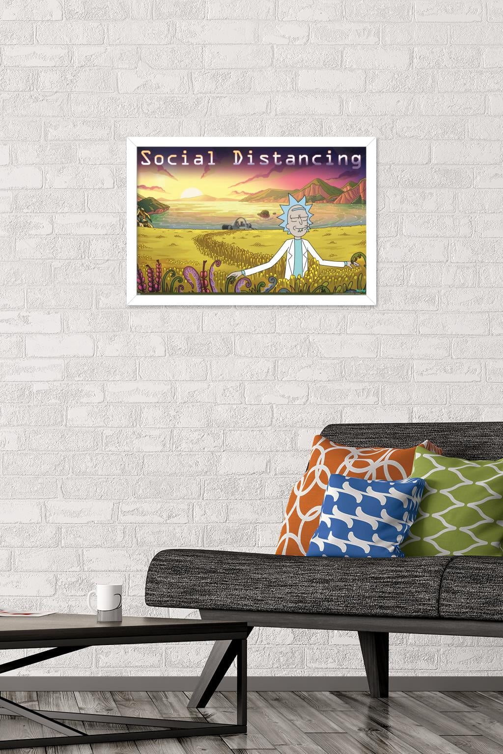 Rick And Morty - Social Distancing Wall Poster, 14.725" x 22.375" Framed