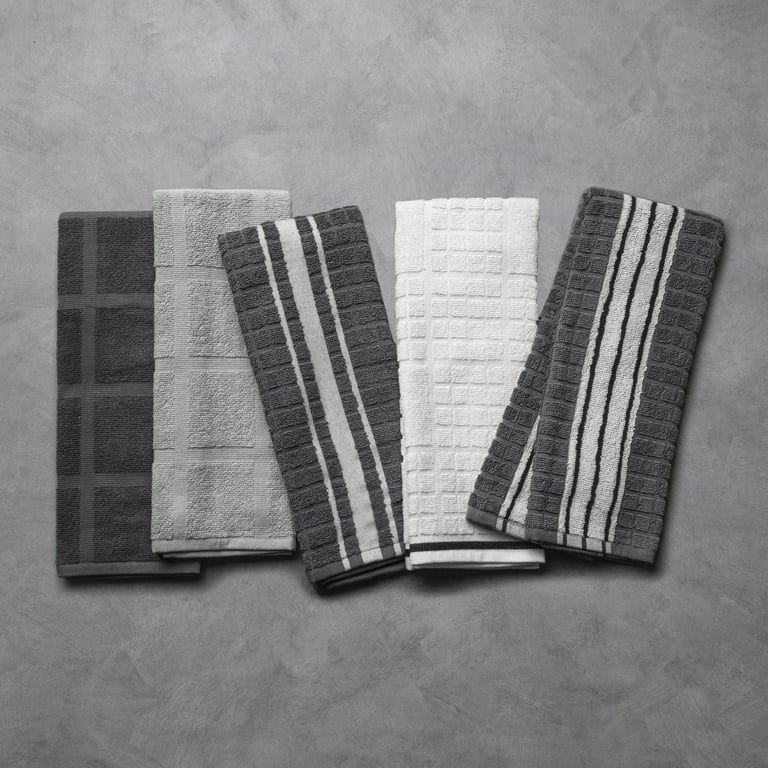 Thyme & Table Cotton Kitchen Towels, 5-Pack Gray & White photo 3