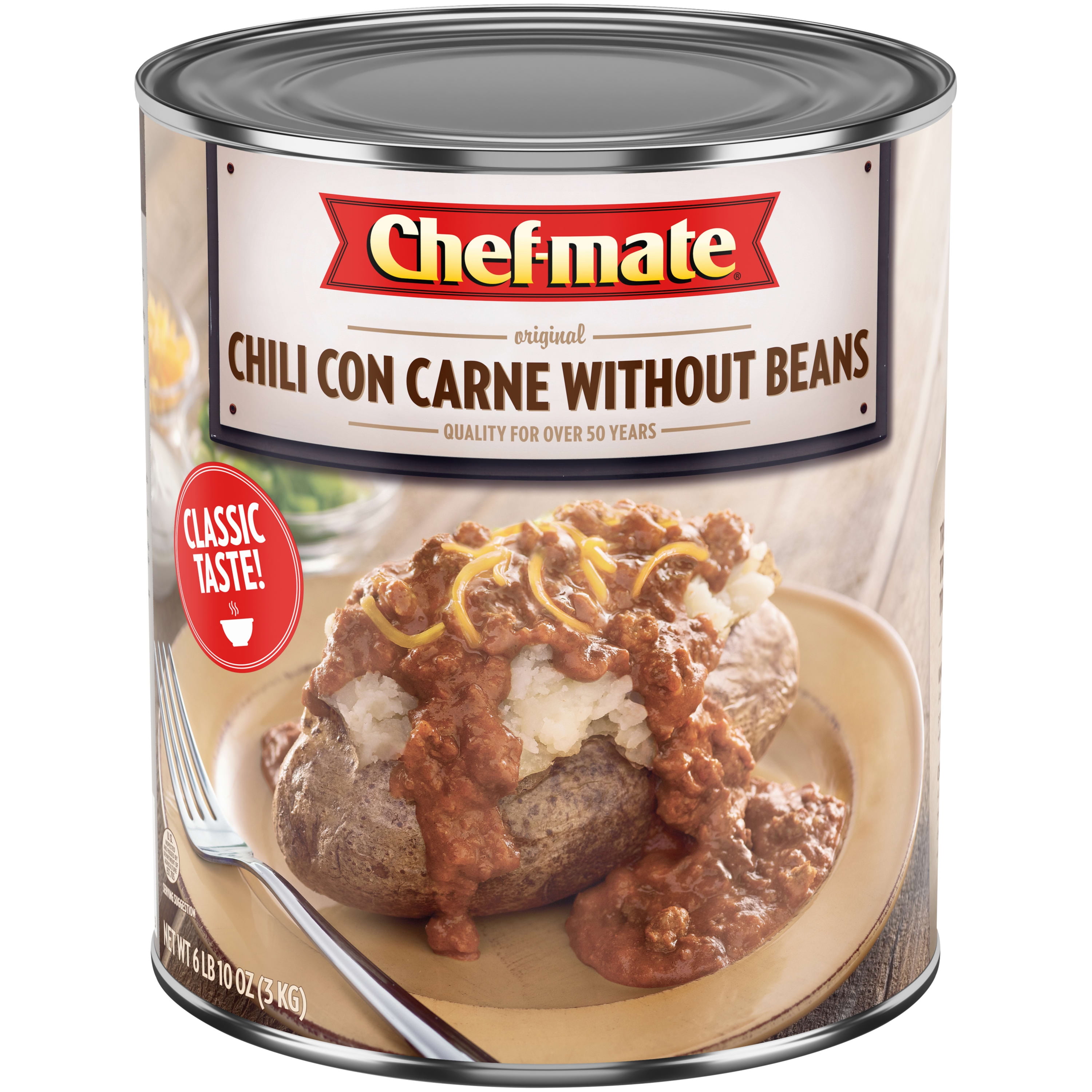 Chef-mate Chili con Carne, Canned Chili without Beans, 106 Oz