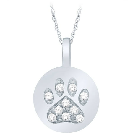 14kt White Gold Diamond Accent Disc Pendant with 18 Chain