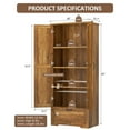 thumbnail image 2 of Walsunny 65" Tall Pantry Cabinet Wood Food Cabinet Pantry Storage Organizer Freestanding with 2 Doors 4 Shelves 1 Drawer for Kitchen Dining Room Living Room Brown, 2 of 9