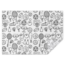 Doodle Sports Icons Pattern Rectangle Tablecloth 60"x84",Waterproof Polyester Rectangle Table Cloth, Wipeable Spillproof Polyester Tablecloth for Dining, Camping, Indoor and Outdoor