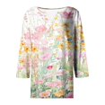 thumbnail image 5 of Fiudx Ofertas Flash Del Día Blusa de Manga 3/4 Corta Estampada a La Moda para Mujer, Blusa Informal con Cuello Redondo, 5 of 5